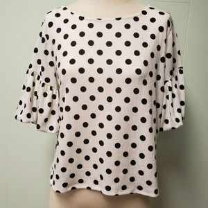 Polka Dot Ruffle Sleeve Top